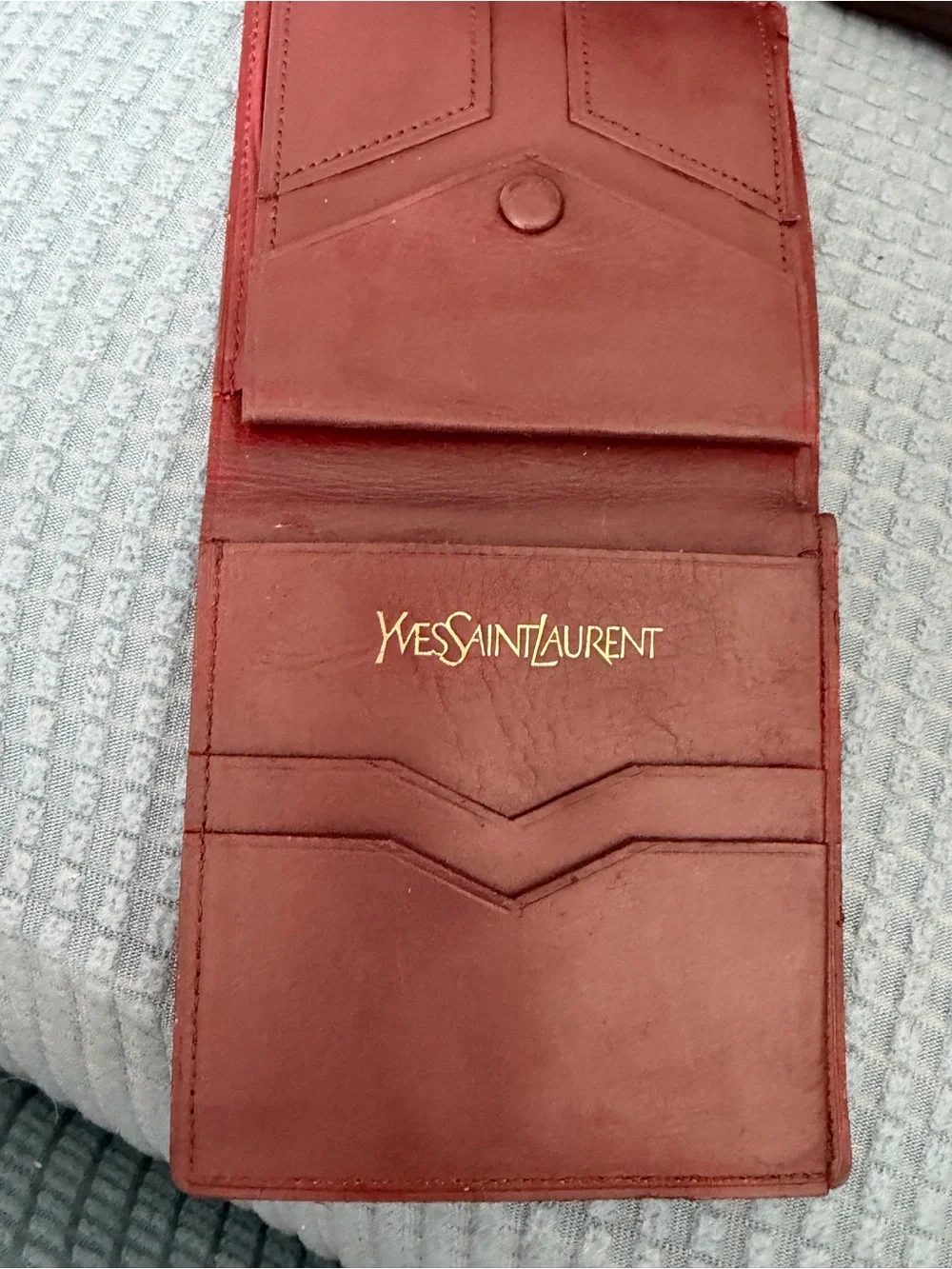 Yves Saint Laurent Men's Burgundy Leather wallet